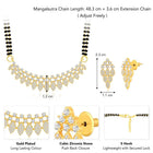 Stunning Radiant CZ Mangalsutra Set. Gold CZ mangalsutra set with black beads and matching earrings, in teardrop shape.