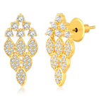 Stunning Radiant CZ Mangalsutra Set. Gold CZ mangalsutra set with black beads and matching earrings, in teardrop shape.