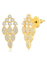 Stunning Radiant CZ Mangalsutra Set. Gold CZ mangalsutra set with black beads and matching earrings, in teardrop shape.