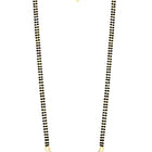 Stunning Radiant CZ Mangalsutra Set. Gold CZ mangalsutra set with black beads and matching earrings, in teardrop shape.