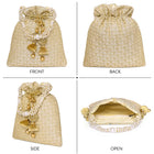 Gold potli bag named Brocade Potli with Pearl Tassel Handle, featuring artificial beads detailing and soft fabric texture | Peora
