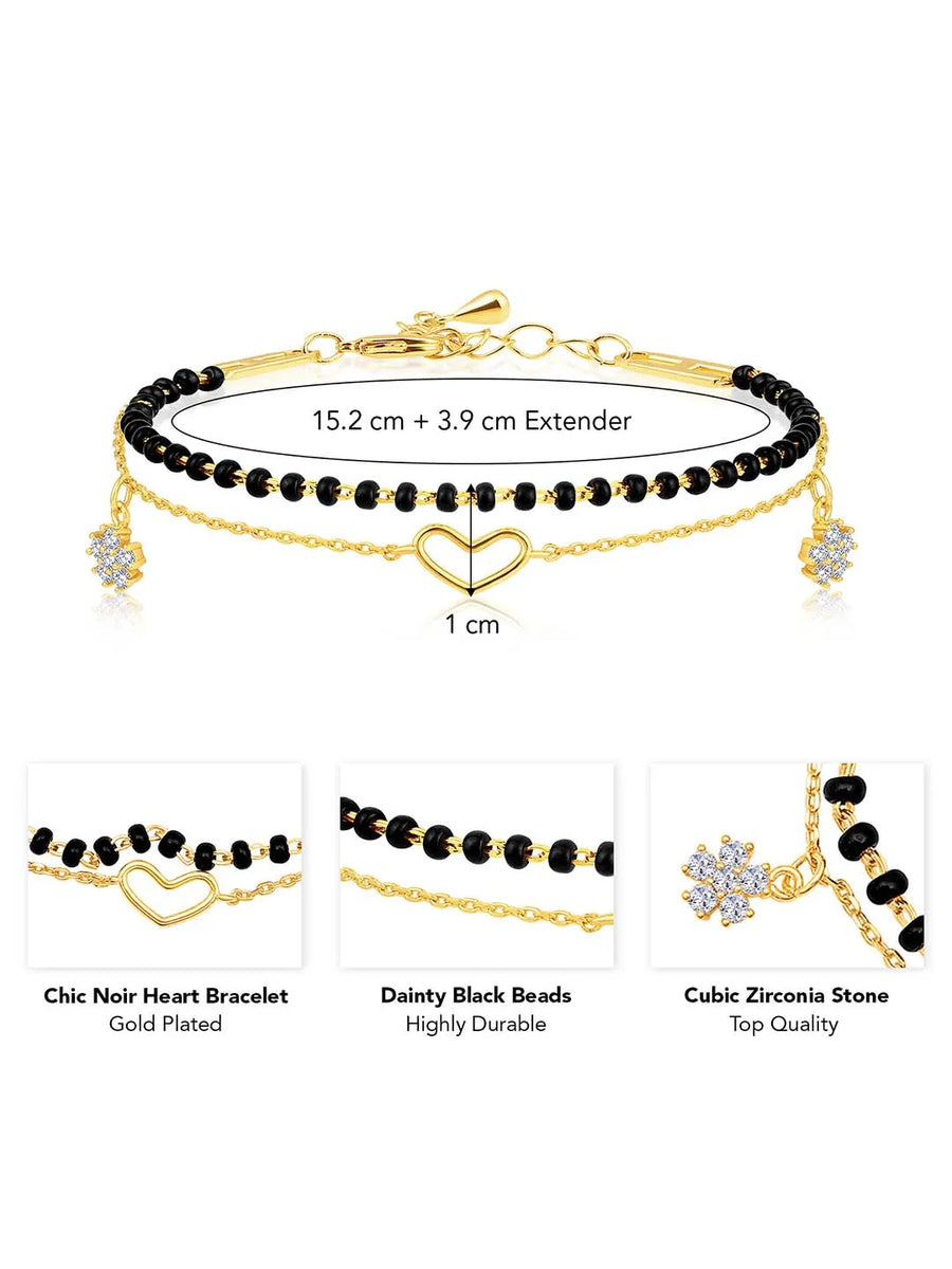 Chic Noir Heart Bracelet – Stylish Black-Toned Jewellery by Peora
