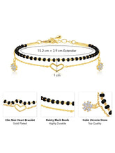 Chic Noir Heart Bracelet – Stylish Black-Toned Jewellery by Peora
