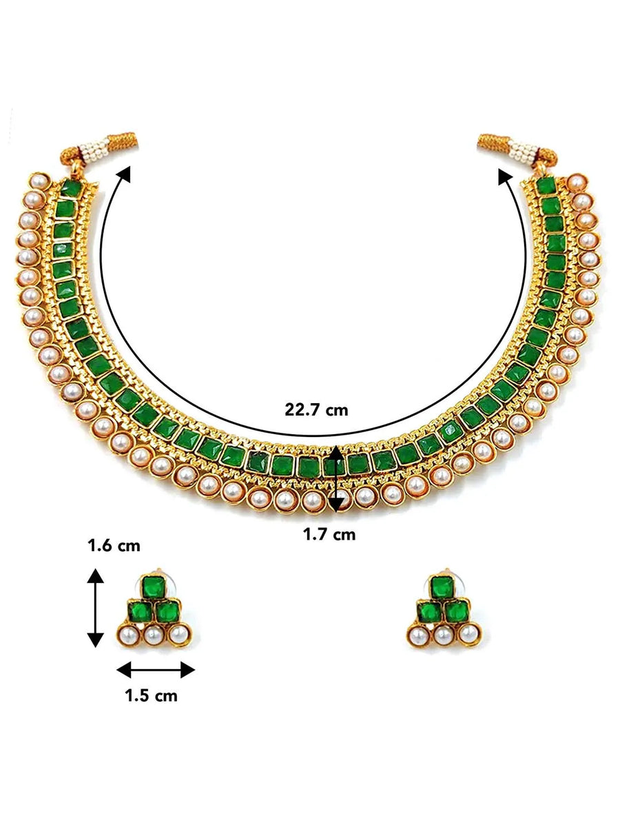 Pearl Stones Necklace Set by Peora | Graceful Pearl Fashion Jewellery

