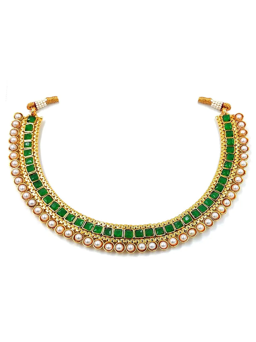 Pearl Stones Necklace Set by Peora | Graceful Pearl Fashion Jewellery

