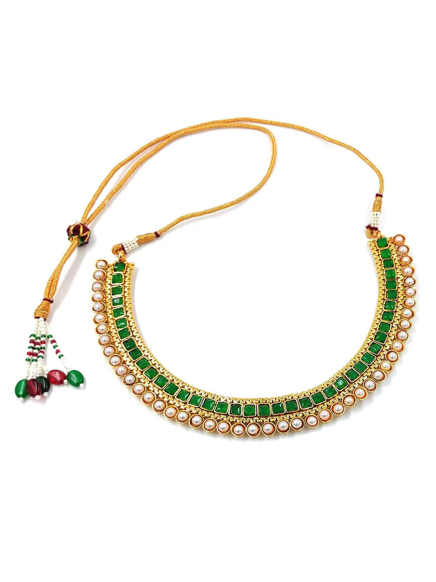 Pearl Stones Necklace Set by Peora | Graceful Pearl Fashion Jewellery

