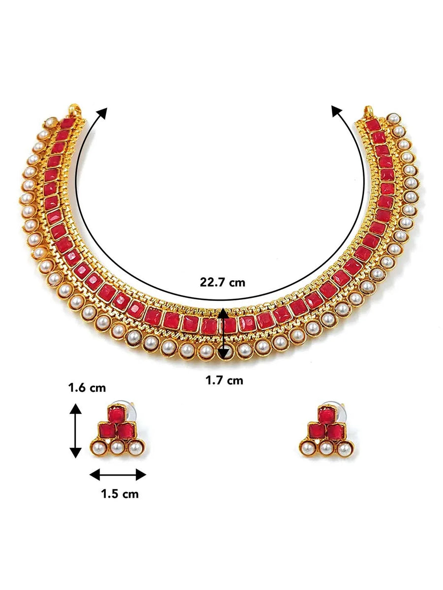 Pearl Stones Necklace Set by Peora | Graceful Pearl Fashion Jewellery

