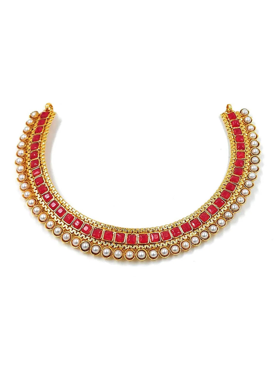 Pearl Stones Necklace Set by Peora | Graceful Pearl Fashion Jewellery

