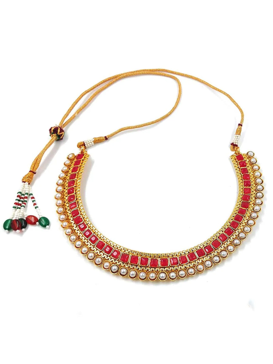 Pearl Stones Necklace Set by Peora | Graceful Pearl Fashion Jewellery

