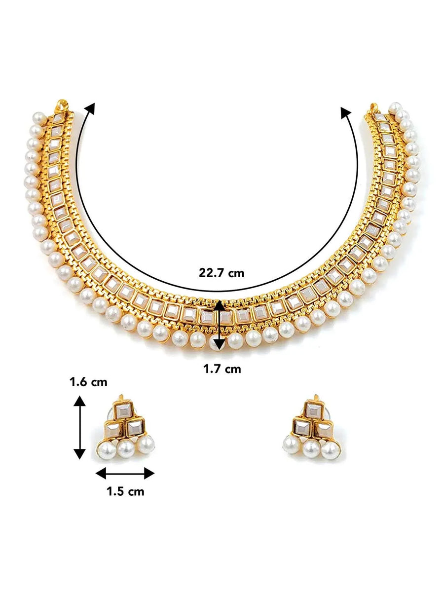 Pearl Stones Necklace Set by Peora | Graceful Pearl Fashion Jewellery

