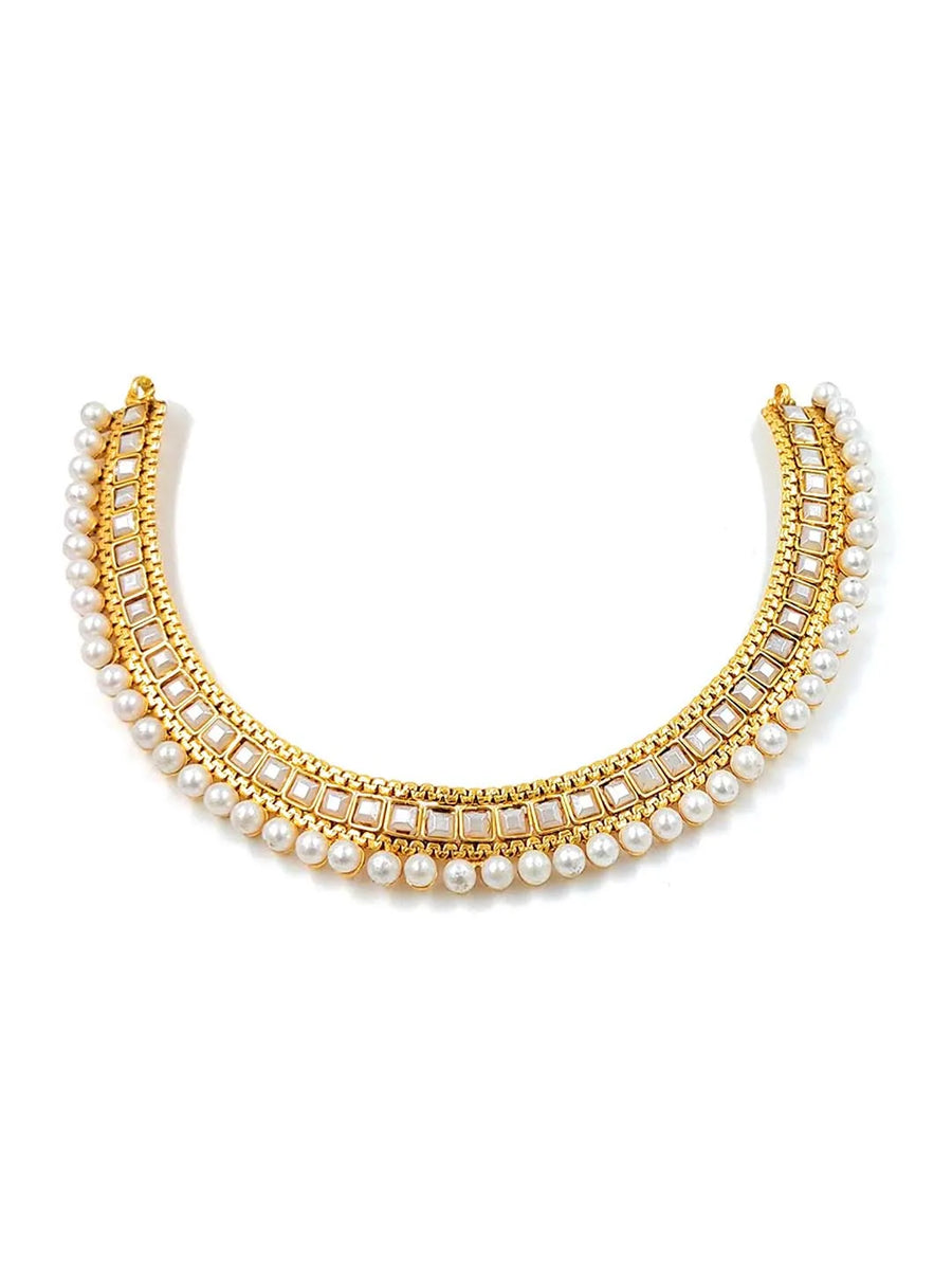 Pearl Stones Necklace Set by Peora | Graceful Pearl Fashion Jewellery

