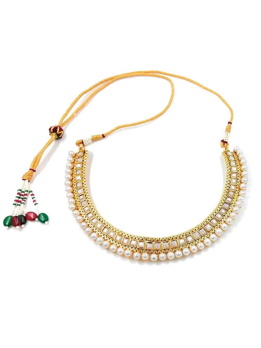 Pearl Stones Necklace Set by Peora | Graceful Pearl Fashion Jewellery

