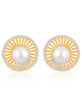 Pearls CZ Stud Earrings – Elegant & Sparkling Designs | Peora