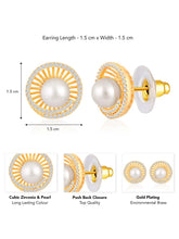Pearls CZ Stud Earrings – Elegant & Sparkling Designs | Peora