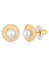 Pearls CZ Stud Earrings – Elegant & Sparkling Designs | Peora