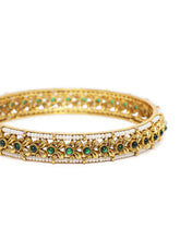 Grand Textured Finish Bangle Set in Green featuring Faux Kundan & Beads bangle set 
