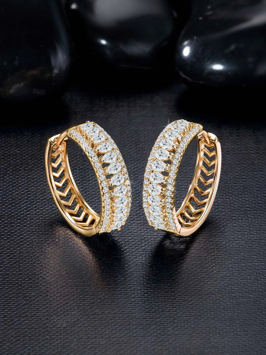 CZ-Studded Sparkling Hoops Earrings