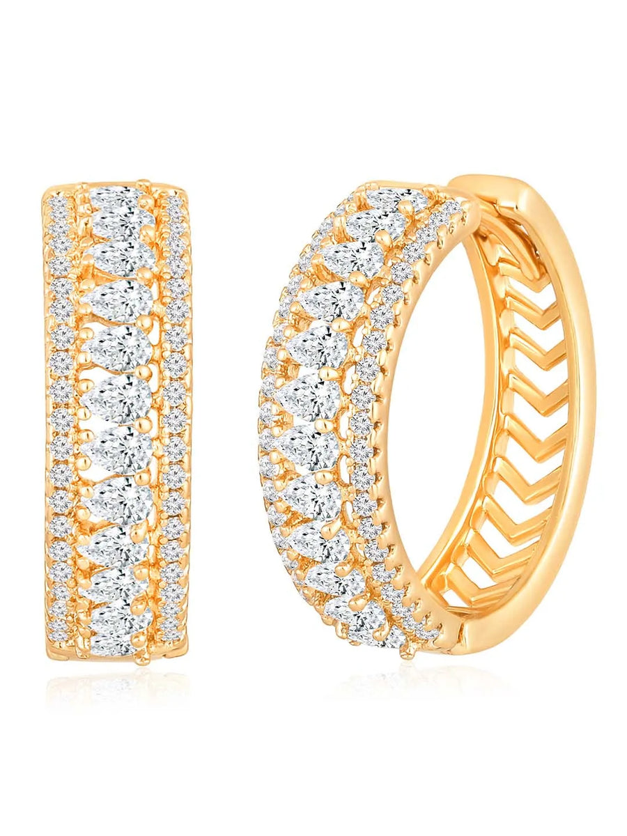 CZ-Studded Sparkling Hoops Earrings