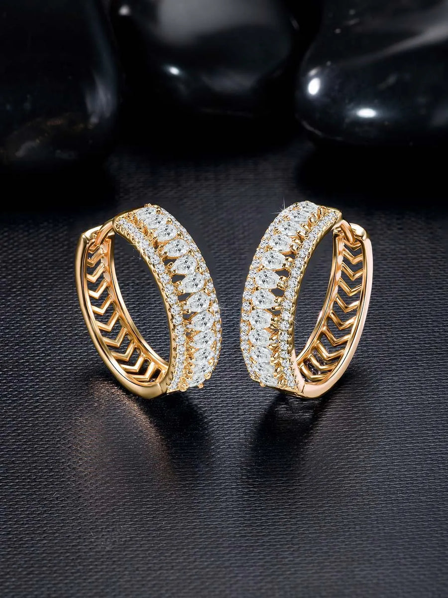 CZ-Studded Sparkling Hoops Earrings