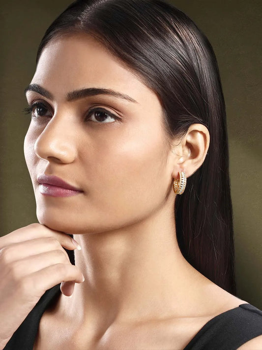 CZ-Studded Sparkling Hoops Earrings