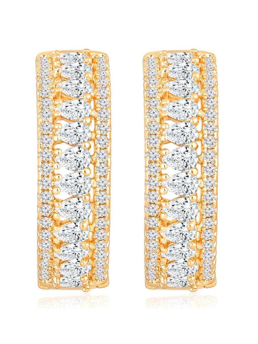 CZ-Studded Sparkling Hoops Earrings