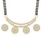 Stunning Dazzling CZ Mangalsutra Set. A set of CZ Mangalsutra jewellery and earrings, with gold-colour plating and black beads.