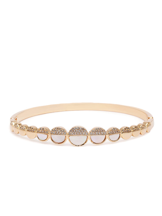 CZ Circular Motif Kada Bracelet in Gold featuring Cubic Zirconia kada bracelet  
