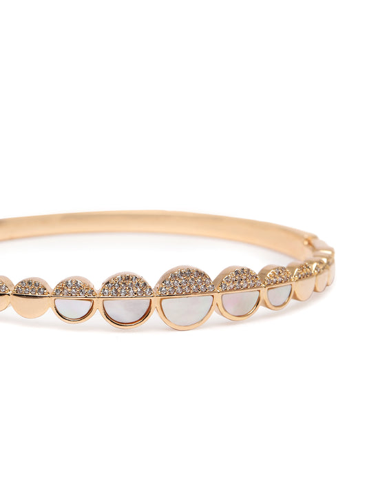 CZ Circular Motif Kada Bracelet in Gold featuring Cubic Zirconia kada bracelet  
