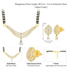 CZ Studded Traditional Mangalsutra Set. A traditional mangalsutra set with black beads and gold-color plating, zirconia stones, & matching earrings.