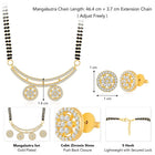 Stunning Dazzling CZ Mangalsutra Set. A set of CZ Mangalsutra jewellery and earrings, with gold-colour plating and black beads.