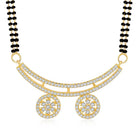 Stunning Dazzling CZ Mangalsutra Set. A set of CZ Mangalsutra jewellery and earrings, with gold-colour plating and black beads.