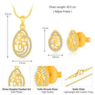Timeless Divine Droplets CZ Pendant Set. Gold-plating pendant necklace and earrings set, leaf accent with cubic zirconia stones by Peora.