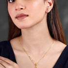 Timeless Divine Droplets CZ Pendant Set. Gold-plating pendant necklace and earrings set, leaf accent with cubic zirconia stones by Peora.