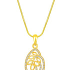 Timeless Divine Droplets CZ Pendant Set. Gold-plating pendant necklace and earrings set, leaf accent with cubic zirconia stones by Peora.