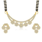 Sparkling CZ Wedding Mangalsutra. A set of sparkling CZ wedding mangalsutra, with earrings, gold colour and cubic zirconia stones.