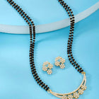 Sparkling CZ Wedding Mangalsutra. A set of sparkling CZ wedding mangalsutra, with earrings, gold colour and cubic zirconia stones.