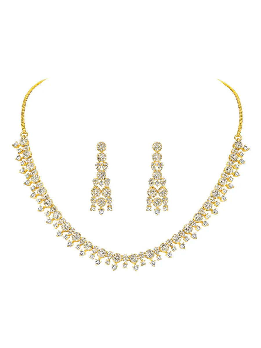 Grace CZ Necklace Set – Elegant Cubic Zirconia Jewellery by Peora
