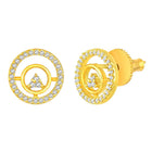 Elegant CZ Round Pendant Orbit Set. Gold-plated pendant necklace and a pair of earrings with a round pendant & CZ stones.
