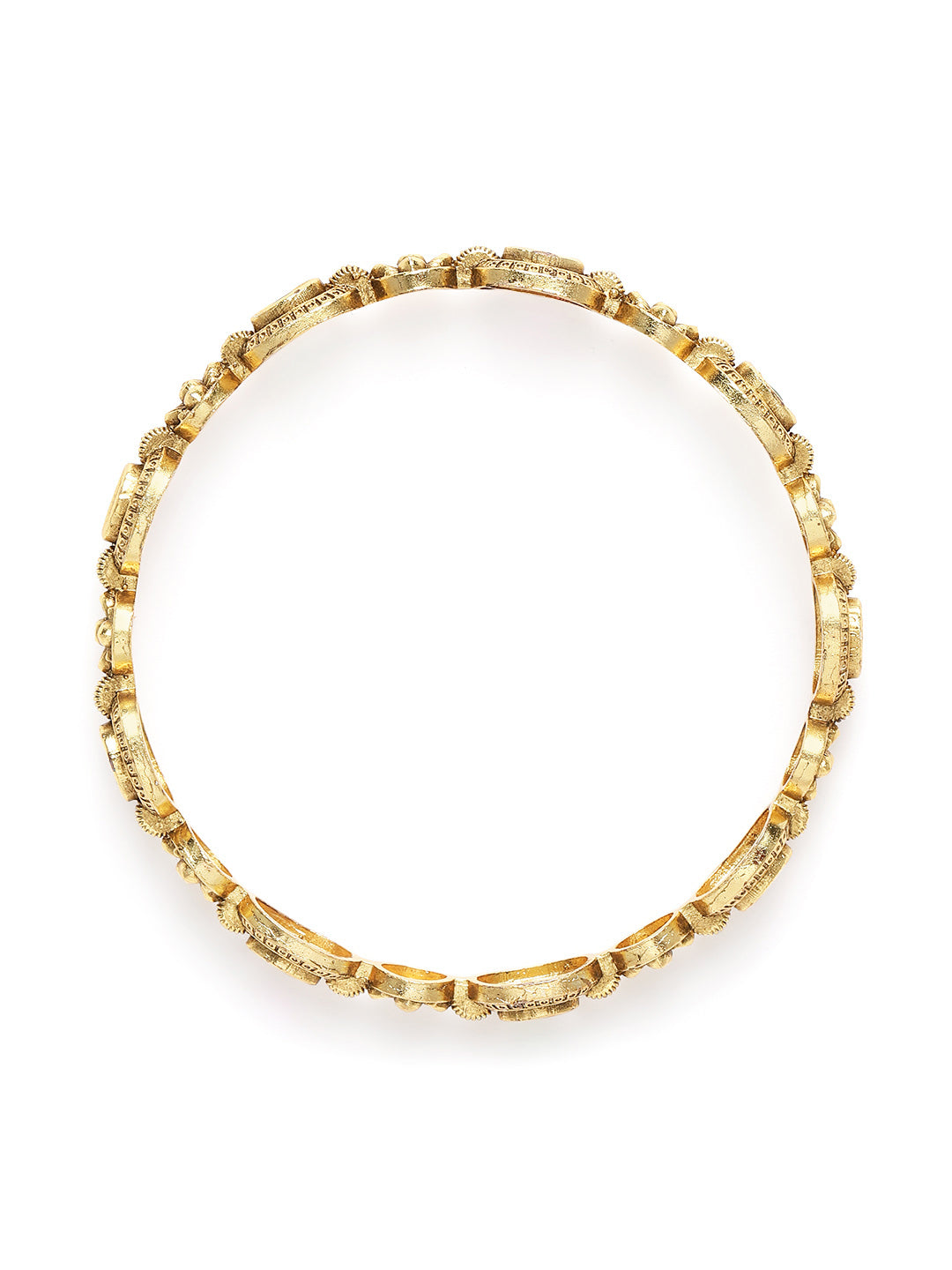Ornate Charm Kada Bangles Collection  in Gold - Rani Pink Green featuring Faux Kundan bangle set 
