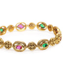 Ornate Charm Kada Bangles Collection  in Gold - Rani Pink Green featuring Faux Kundan bangle set 
