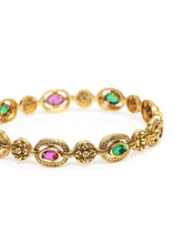 Ornate Charm Kada Bangles Collection  in Gold - Rani Pink Green featuring Faux Kundan bangle set 
