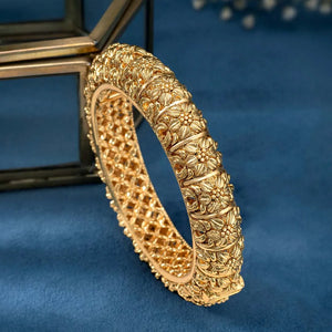 Mystic Majesty Floral Kada Bangle - Gold