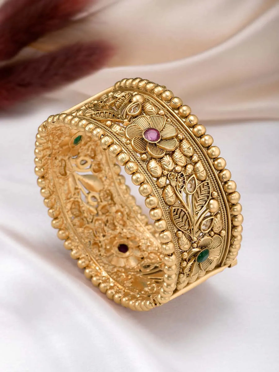 Synthetic Stone Floral Kada by Peora – Stylish Fashion Jewellery

