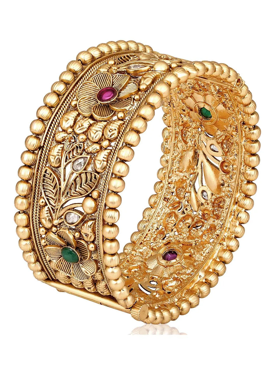 Synthetic Stone Floral Kada by Peora – Stylish Fashion Jewellery

