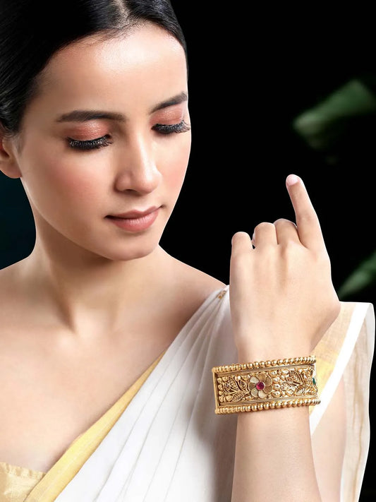 Synthetic Stone Floral Kada by Peora – Stylish Fashion Jewellery

