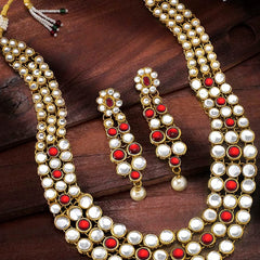 Celebrity Influence Kundan Necklace Set - Maroon