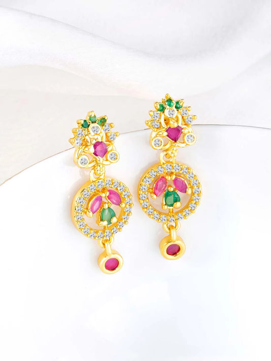 Multi Color CZ Earrings | Peora Colourful CZ Jewellery

