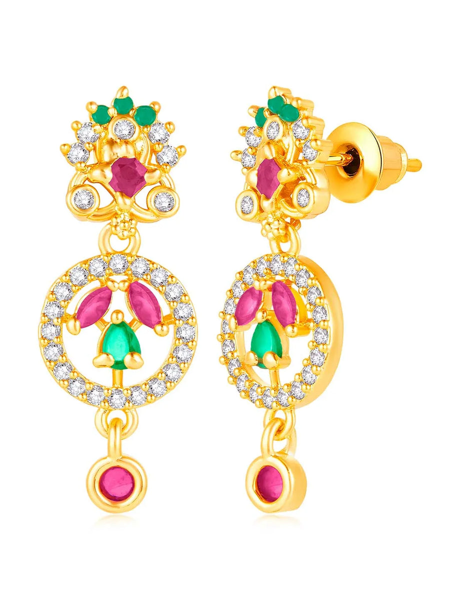 Multi Color CZ Earrings | Peora Colourful CZ Jewellery


