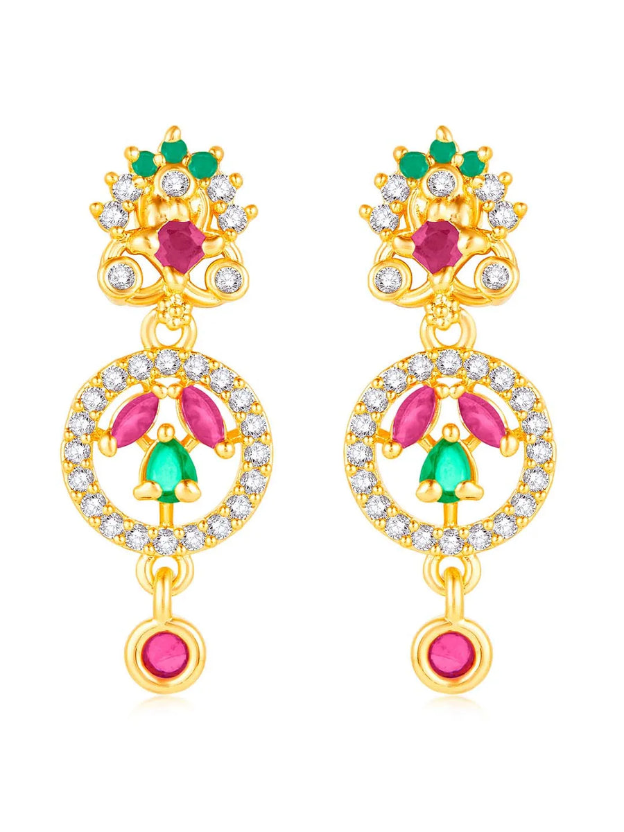 Multi Color CZ Earrings | Peora Colourful CZ Jewellery

