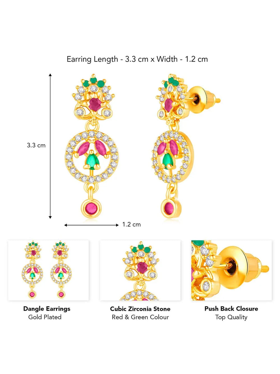 Multi Color CZ Earrings | Peora Colourful CZ Jewellery


